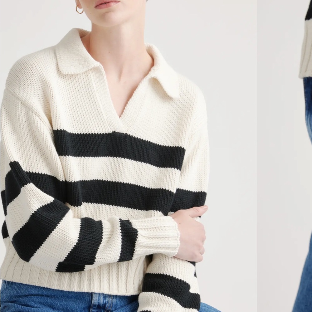 100% Organic Cropped Cotton Polo Sweater